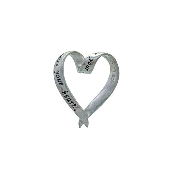 Vintage Footnotes Sterling Silver 925 "True Friend" Quote Open Heart Pendant - Picture 2 of 9